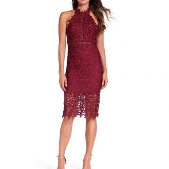 Bardot | Dresses | Bardot Burgundy Lace Halter Dress | Poshmark